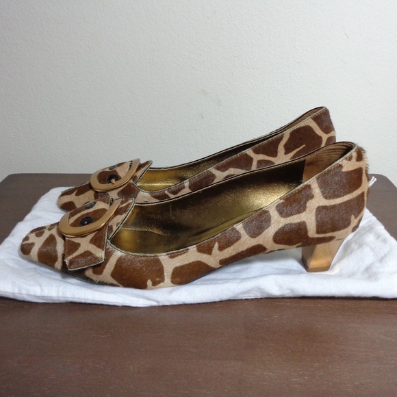 Prada Giraffe Print Calf Hair Heels w/Extras RARE - Picture 4 of 8